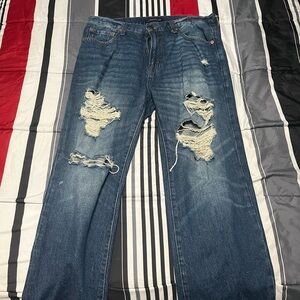 Aeropostale Blue Relaxed Jeans with Distressed Details